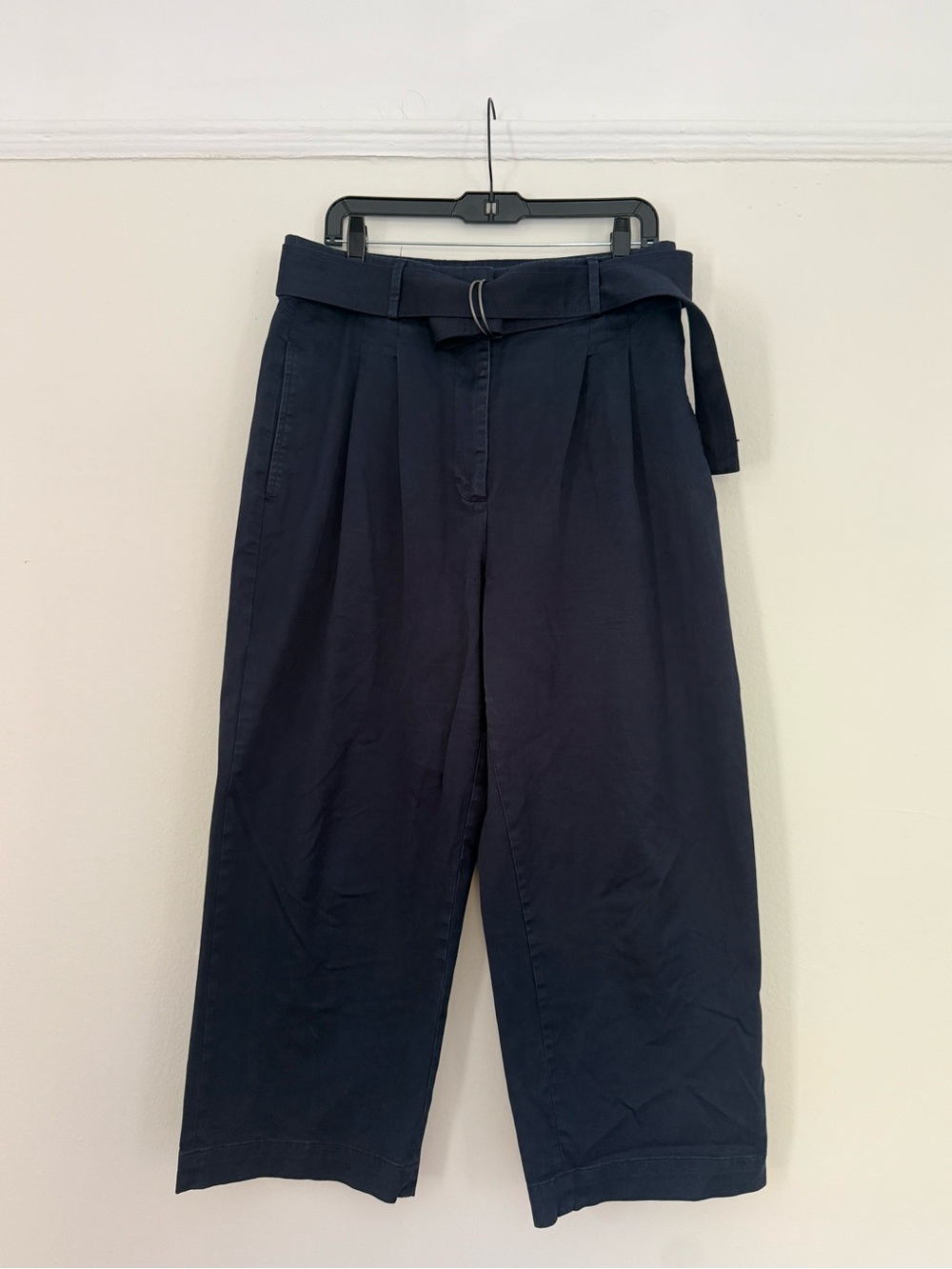 Banana Republic Navy Pleated Cropped Trousers with Belt
